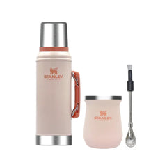 Kit Termo Rosa Stanley 940 Mate Y Bombilla Negra Spoon