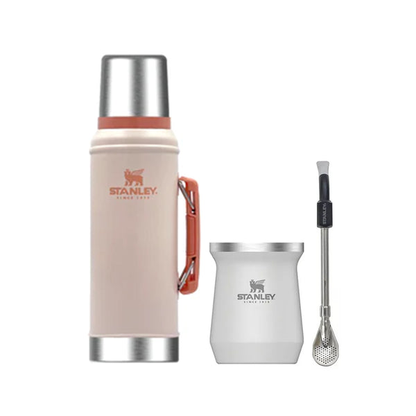 Kit Termo Rosa Stanley 940 Mate Y Bombilla Negra Spoon