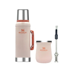 Kit Termo Rosa Stanley 940 Mate Y Bombilla Negra Resorte