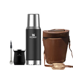 Combo Termo Stanley Mate System 800 ml + Bombilla + Mate + Matera Simil Cuero de Regalo