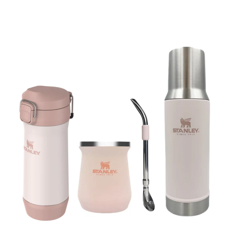 Combo Termo Stanley Mate System 800 Ml + mate  + Yerbera Mate + Bombilla rosa