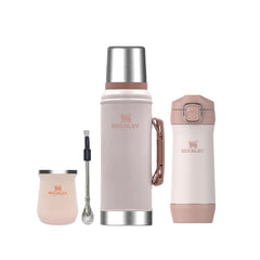 Combo de Termo Nueva Generacion + Mate y Yerbera Rosa + Bombilla Común Negra