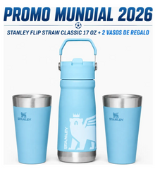 PROMO MUNDIAL 2026 STANLEY FLIP STRAW CLASSIC 17 OZ + 2 VASOS DE REGALO