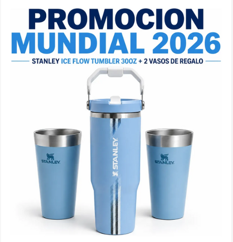 Promocion Mundial 2026 Stanley Ice Flow Tumbler 30oz + 2 Vasos de Regalo